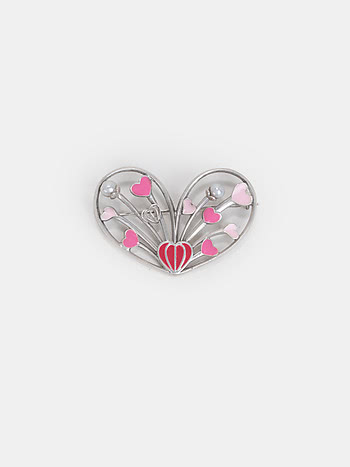 For the Love of Love Heart Brooch in Oxidized 925 Silver