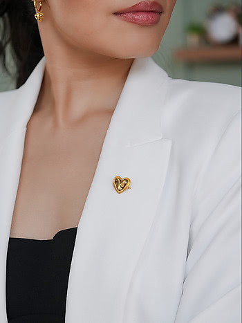 You and Your Clumsy Spills Heart Brooch in Gold Plated 925 Silver