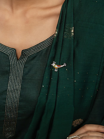 Paakhi Brooch in Oxidised 925 Silver