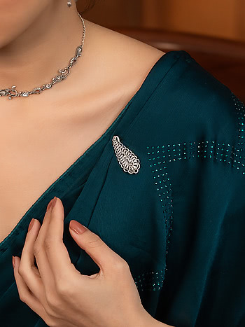 Jhatak Matak Brooch in 925 Oxidised Silver