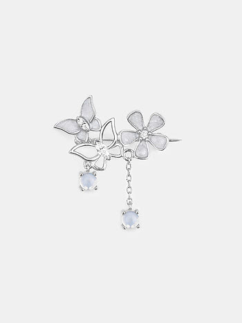 Zaynab Butterfly and Flower 925 Silver Brooch