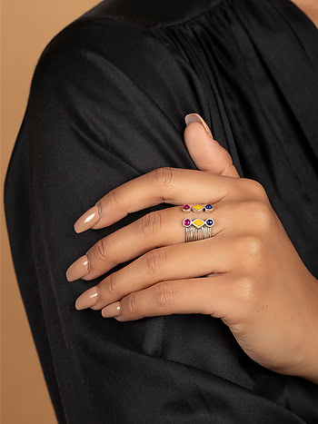 Nagla Inspired Ring in Oxidised 925 Silver