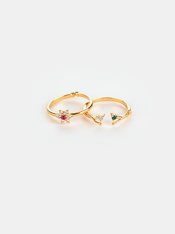 The Precious One 7 Stone Stackable Rings in Gold Plated 925 Silver