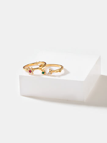 The Precious One 7 Stone Stackable Rings in Gold Plated 925 Silver