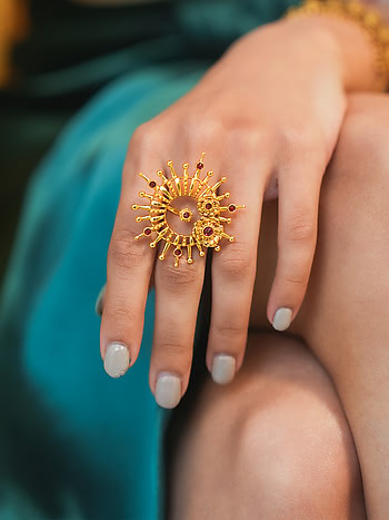 Echinocereus Bloom Ring in Antique Gold Plated 925 Silver