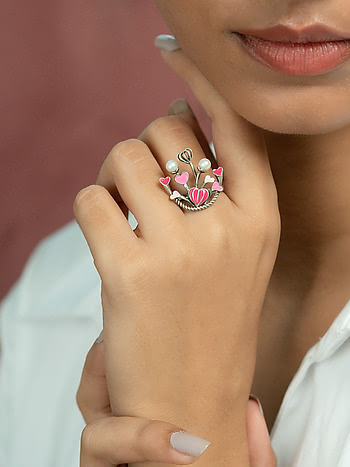 For the Love of New Challenges Heart Ring in Oxidized 925 Silver