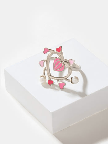 For the Love of New Adventures Heart Ring in Oxidized 925 Silver