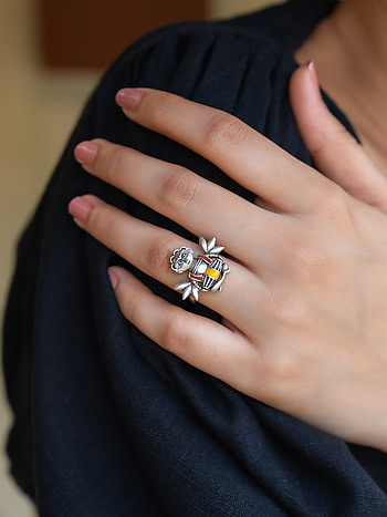 Baadak Ring in Oxidised 925 Silver