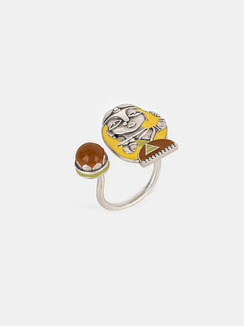 Pranasakha Ring in Oxidised 925 Silver