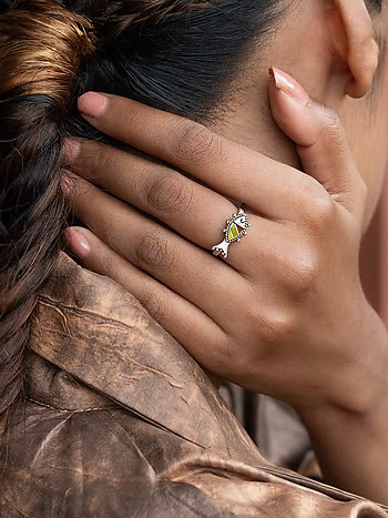 Meen Ring in Oxidised 925 Silver
