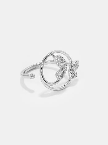 Happier than Ever Butterfly Ring in Rhodium Plated 925 Silver