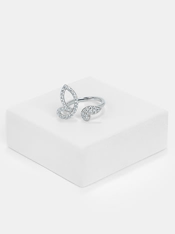 Fly on Butterfly Ring in Rhodium Plated 925 Silver