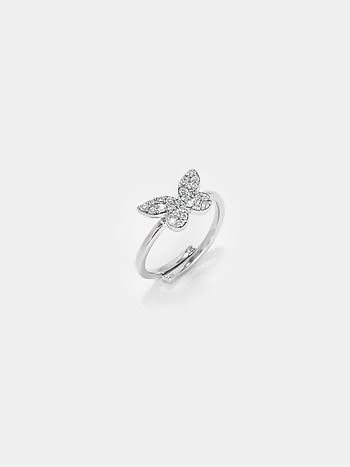 Fluttering Wings Butterfly Ring in Rhodium Plated 925 Silver