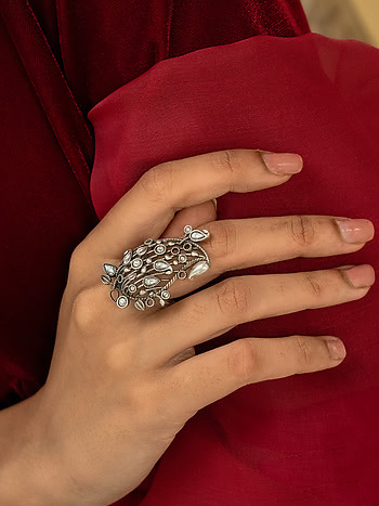 Chham Chham Ring in 925 Oxidised Silver