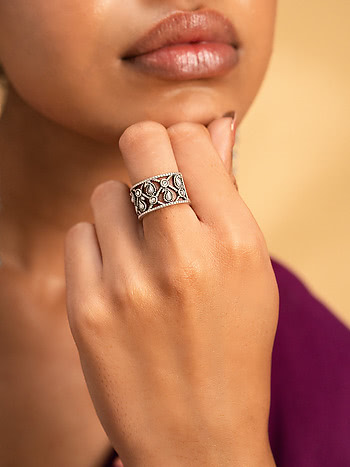 Mauj Masti Ring in 925 Oxidised Silver