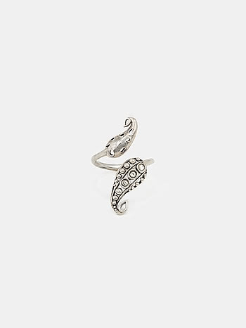 Lukka Chuppi Front Open Ring in 925 Oxidised Silver