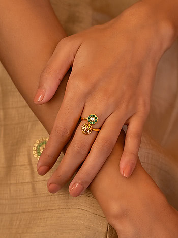 Saat Phere Ring in Gold Plated 925 Silver