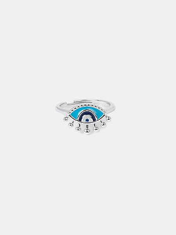 No Bad Vibes Evil Eye Ring in 925 Silver
