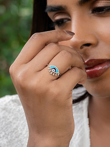 No Bad Vibes Evil Eye Ring in 925 Silver