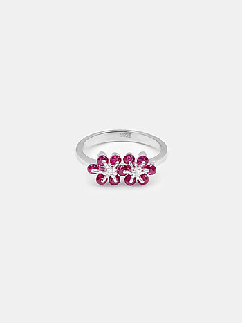Pink Poppy 925 Silver Ring