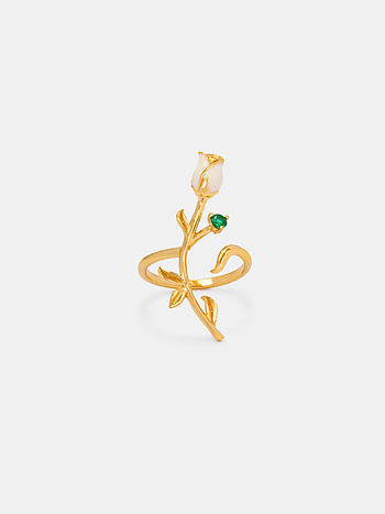 Gulab Rose Ring Crafted in Gold Plated 925 Silver