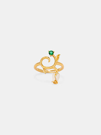 Sevti Rose Ring Crafted in Gold Plated 925 Silver