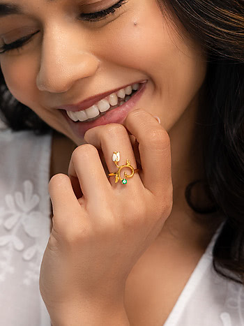 Sevti Rose Ring Crafted in Gold Plated 925 Silver