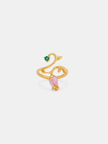 Nasrin Rose Ring Crafted in Gold Plated 925 Silver