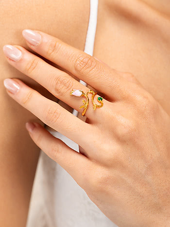 Nasrin Rose Ring Crafted in Gold Plated 925 Silver