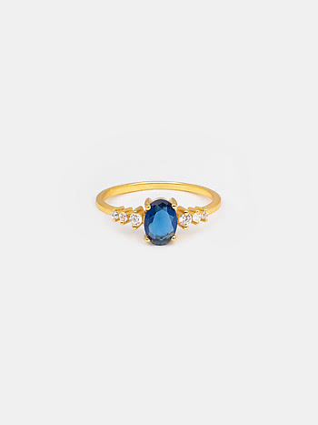 Green Flush Ring In Gold-Plated 925 Silver