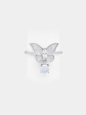 Zaynab Butterfly and Flower 925 Silver Ring