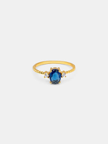 Peakcock Blue  Ring In Gold-Plated 925 Silver