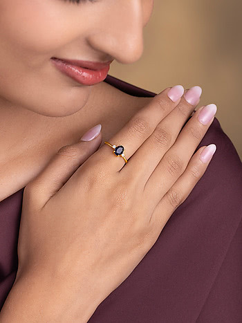 Peakcock Blue  Ring In Gold-Plated 925 Silver