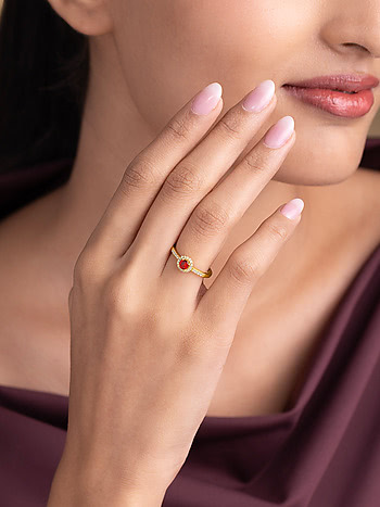 Red Love Ring In Gold-Plated 925 Silver  