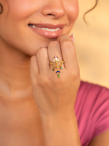 Padma Kanan Ring in Gold Plated 925 Silver