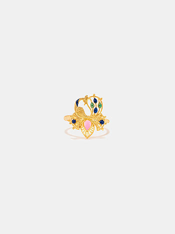 Mayura Pankhi Ring in Gold Plated 925 Silver