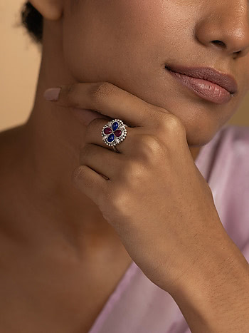 Feeling Chellame Oxidised Ring in 925 Silver