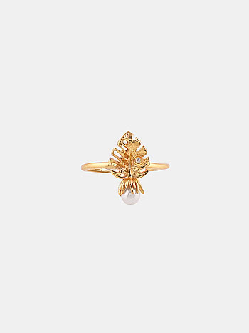 Opulent Leaf Ring in Gold Plated 925 Silver