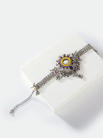 Abla Bharat Style Bracelet in Oxidised 925 Silver
