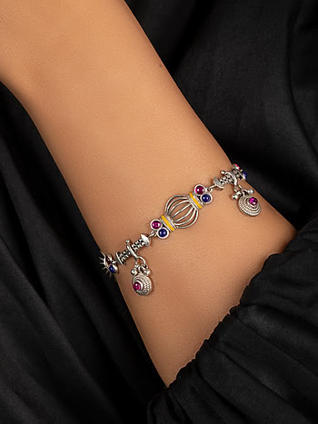 Dhol Motif Bracelet in 925 Silver