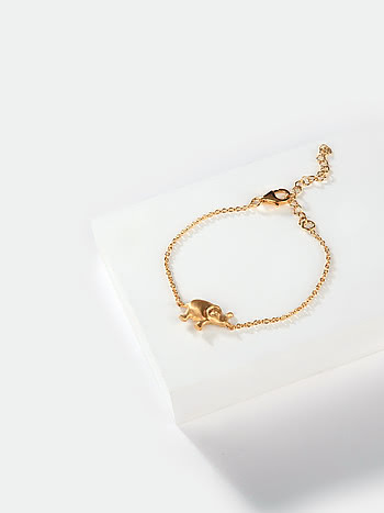 The Wise One Elephant Charm Bracelet in Gold Plated 925 Silver