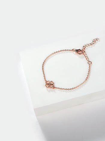 The Wing Woman Clover Charm Bracelet in Rose Gold Plated 925 Silver