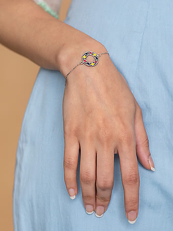 Chokti Pattern Bracelet in Oxidised 925 Silver