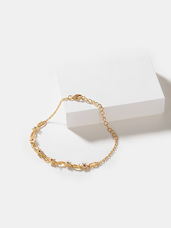 Link of Love 7 Stone Bracelet in Gold Plated 925 Silver