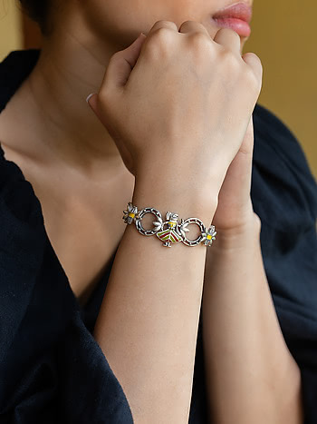 Baadak o Nartaki Bracelet in Oxidised 925 Silver