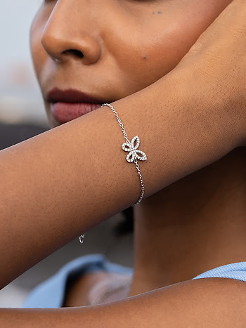 Fly on Butterfly Bracelet in Rhodium Plated 925 Silver