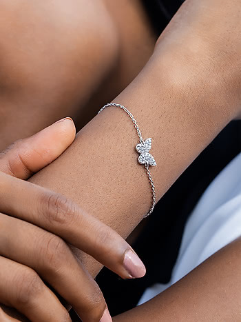 Fluttering Wings Butterfly Bracelet in Rhodium Plated 925 Silver