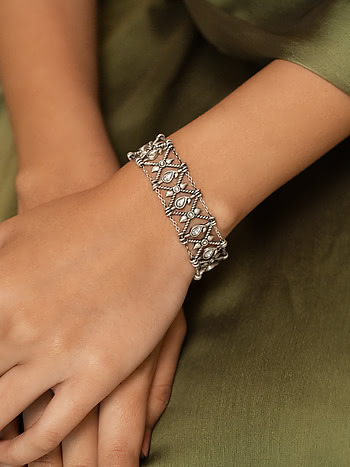 Chamak Dhamak Bracelet in 925 Oxidised Silver