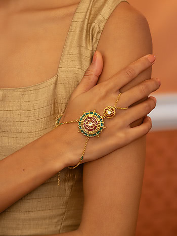 Shaadi Shringar Hand Harness in Gold Plated 925 Silver