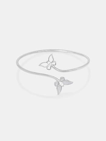 Aponi Butterfly and Flower 925 Silver Bracelet